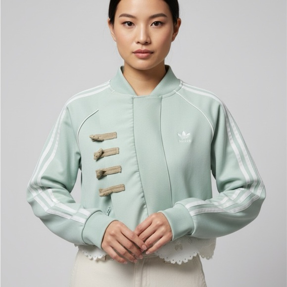 Adidas Women's Mint Bomber Jacket with Lace Trim - Picture 13 of 13